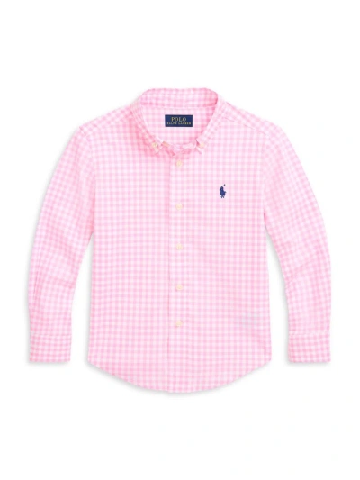 Polo Ralph Lauren Little Boy's & Boy's Gingham Poplin Shirt In Pink White