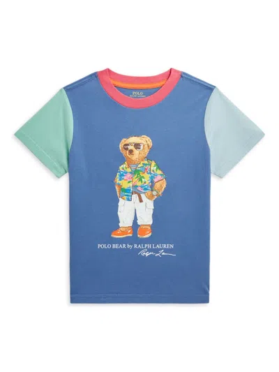Polo Ralph Lauren Kids' Little Boy's & Boy's Polo Bear Colourblock T-shirt In Club Bear French Blue