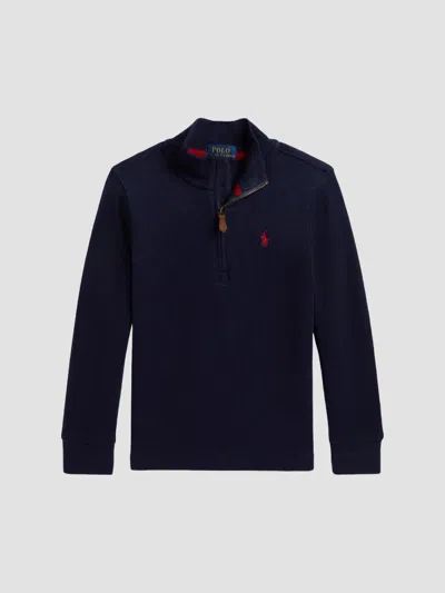 Polo Ralph Lauren Kids' Little Boy's & Boy's Ribbed Half-zip Sweater In Blue