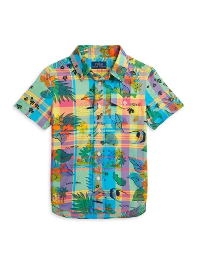 Polo Ralph Lauren Kids' Little Boy's & Boy's Tropical Madras Plaid Short-sleeve Shirt In Island Hopping Tropical