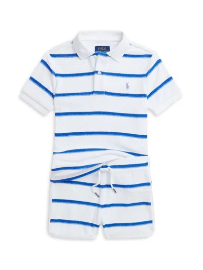 Polo Ralph Lauren Little Boy's Striped Terry Polo & Shorts Set In Ombre Painted Stripes