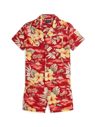 Polo Ralph Lauren Kids' Little Boy's Tropical Cotton Shirt & Shorts Set In Red