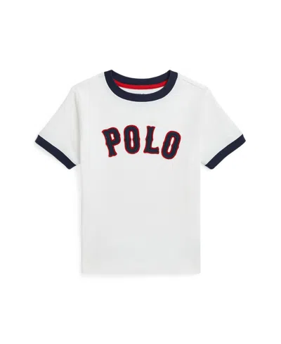 Polo Ralph Lauren Kids' Little Boys Baseball Logo Cotton Jersey T-shirt In Paper White