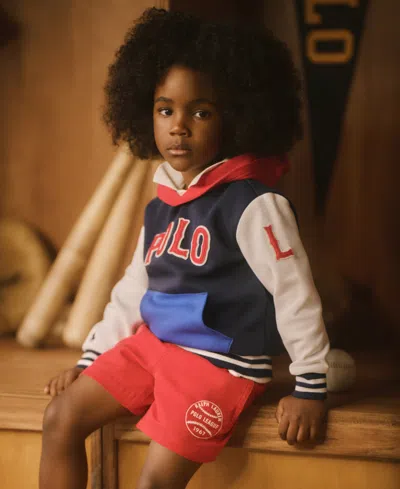 POLO RALPH LAUREN LITTLE BOYS BASEBALL LOGO DOUBLE KNIT HOODIE