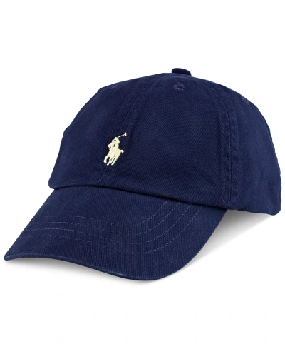 Polo Ralph Lauren Kids' Little Boys Classic Sport Cap In Newport Navy,wicket Yellow