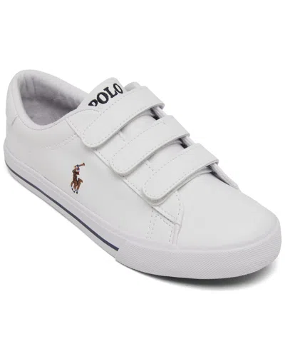 Polo Ralph Lauren Kids' Little Boys Easten Ii Ez Adjustable Strap Closure Casual Sneakers From Finish Line In White