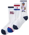Polo Ralph Lauren Little & Big Boys Polo Ball Crew Socks, 3-pack In White