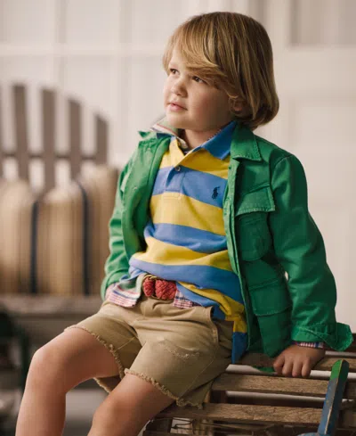 POLO RALPH LAUREN LITTLE BOYS STRIPED COTTON MESH POLO T-SHIRT