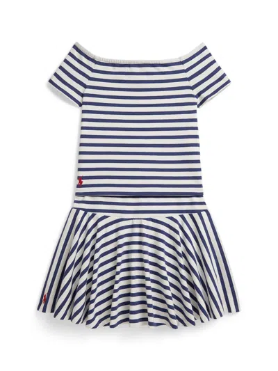 Polo Ralph Lauren Little Girl's & Girl's 2-piece Striped Stretch-cotton Top & Skort Set In Multi