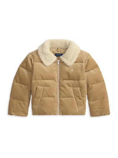 Polo Ralph Lauren Little Girl's & Girl's Cotton Corduroy Puffer Jacket In Vintage Khaki