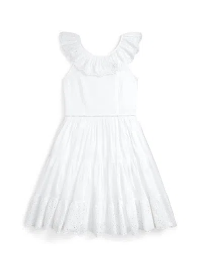 Polo Ralph Lauren Little Girl's & Girl's Eyeletvoile Fit-and-flare Dress In White