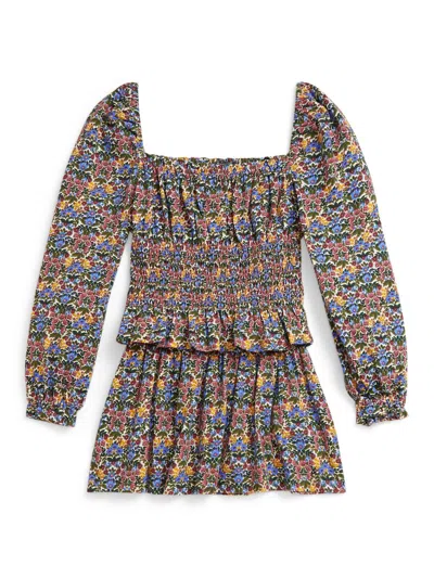 Polo Ralph Lauren Little Girl's & Girl's Floral Smocked Cotton Jersey Top & Skirt Set In Multi