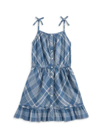 Polo Ralph Lauren Little Girl's & Girl's Madras Check Cotton Dress In Blue