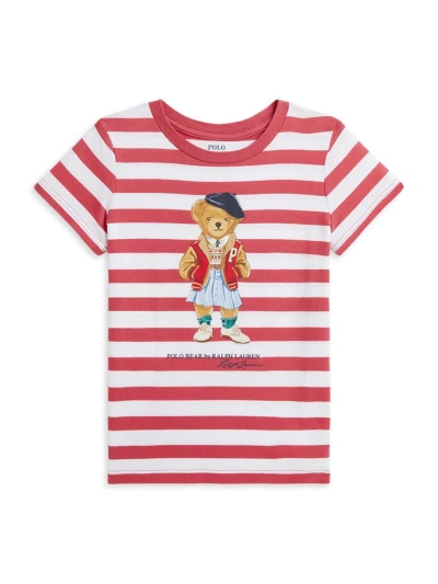 Polo Ralph Lauren Little Girl's & Girl's Parisian Bear Crewneck T-shirt In Nantucket Red Stripe