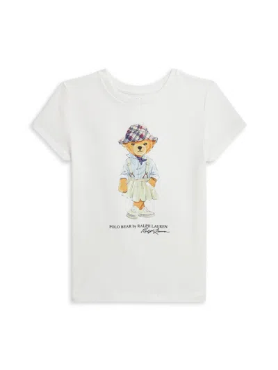 Polo Ralph Lauren Little Girl's & Girl's Polo Bear Crewneck T-shirt In Deckwash White