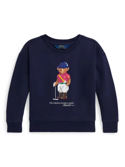 Polo Ralph Lauren Kids' Little Girl's & Girl's Polo Bear Fleece Crewneck Sweatshirt In Blue