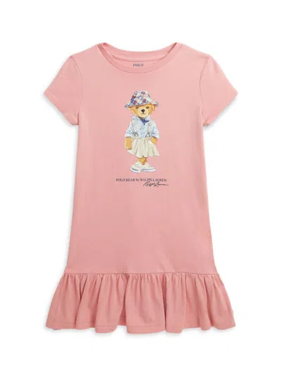 Polo Ralph Lauren Little Girl's & Girl's Polo Bear Ruffled T-shirt Dress In Tickled Pink