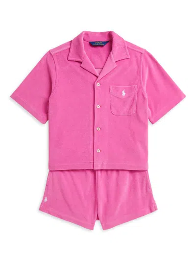 Polo Ralph Lauren Little Girl's & Girl's Terry Shirt & Shorts Set In Pink