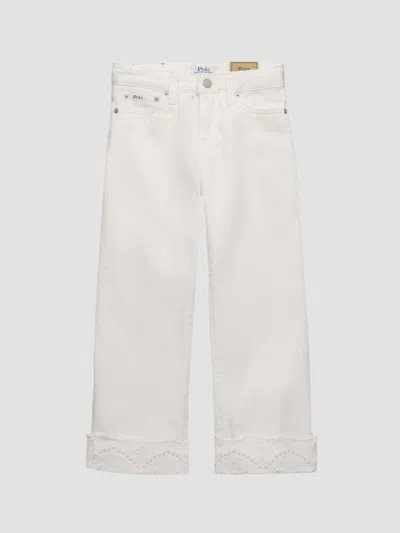 Polo Ralph Lauren Little Girl's & Girl's Wide-leg Jeans In White