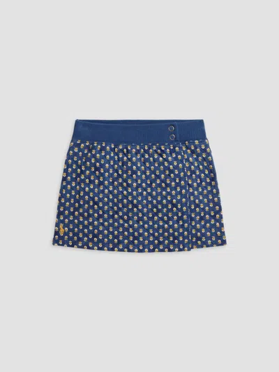 Polo Ralph Lauren Little Girl's Floral Velour Quilted Skirt In Preppy Woodblock