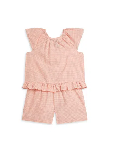Polo Ralph Lauren Little Girl's Gingham Cotton Top & Shorts Set In Pink