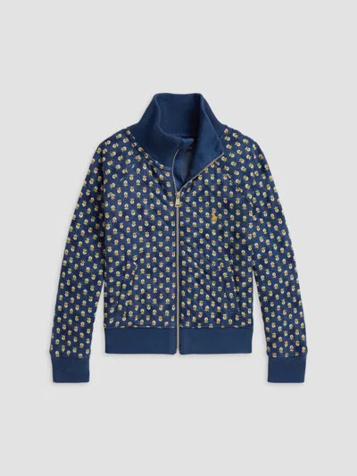 Polo Ralph Lauren Little Girl's Velour Floral Quilted Jacket In Preppy Woodblock