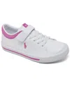 Polo Ralph Lauren Big Girls Elmwood Casual Sneakers From Finish Line In White,pink
