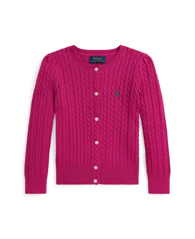 Polo Ralph Lauren Kids' Little Girls Mini Cable Cotton Cardigan Sweater In Pink