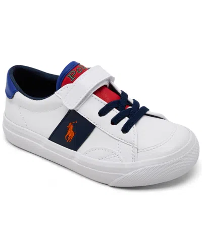 Polo Ralph Lauren Kids' Little Girls Ryley Fastening Strap Casual Sneakers From Finish Line In White