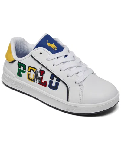 Polo Ralph Lauren Little Kid's Heritage Court Iii Graphic Casual Sneakers From Finish Line In White,multi