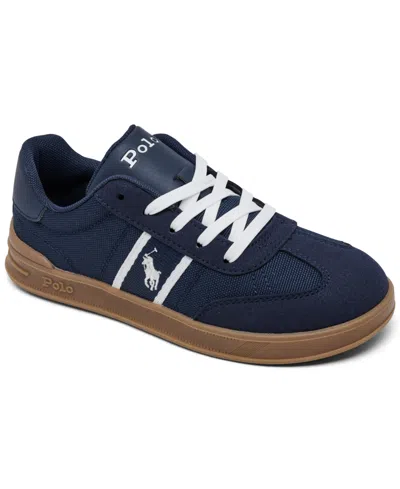 Polo Ralph Lauren Little Kids Heritage Court Iii T-toe Casual Sneakers From Finish Line In Navy,white