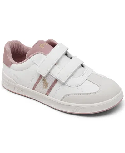 Polo Ralph Lauren Little Kids Heritage Court Iii T-toe Ez Casual Sneakers From Finish Line In White