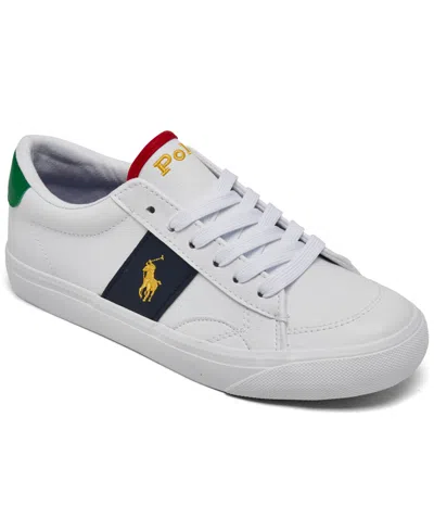 Polo Ralph Lauren Little Kids' Ryley Casual Sneakers From Finish Line In White,navy,green