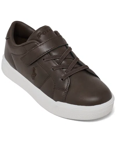Polo Ralph Lauren Little Kids Sutton Fastening Strap Sneakers From Finish Line In Brown