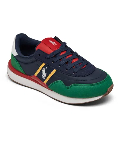 Polo Ralph Lauren Little Kids Train 89 Sport Casual Sneakers From Finish Line In Navy,green