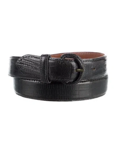 Pre-owned Polo Ralph Lauren Lizard Waist Belt In Black