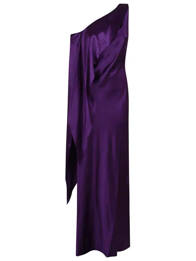 Polo Ralph Lauren Stretch-silk Charmeuse Lizzie Maxi Dress In Purple