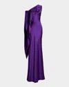 Polo Ralph Lauren Stretch-silk Charmeuse Lizzie Maxi Dress In Purple