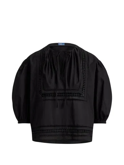 Polo Ralph Lauren Lizzy Puffed-sleeves Blouse In Black