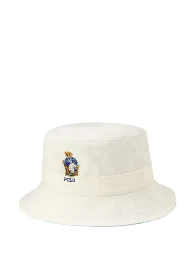 Polo Ralph Lauren Loft Embroidered Bucket Hat In Neutral