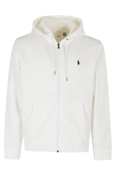 Polo Ralph Lauren White Hoodie With Contrasting Logo Embroidery In Cotton Man
