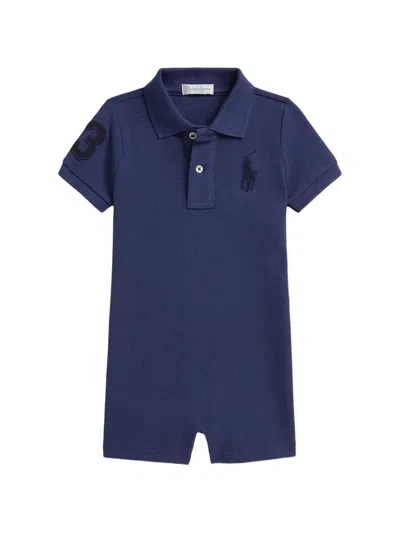 Polo Ralph Lauren Babies' Logo-appliqué Romper In Blue