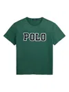 Polo Ralph Lauren Green Crewneck T-shirt With Logo Lettering On The Fornt And Pony Embroidery On The Front In Green