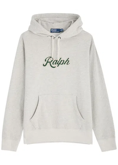 Polo Ralph Lauren Logo-appliquéd Hooded Cotton-blend Sweatshirt In Grey