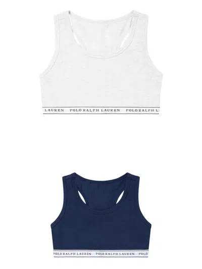 Polo Ralph Lauren Kids' Logo-band Racerback Bra (set Of Two) In White