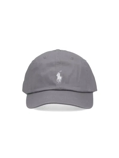 Polo Ralph Lauren Logo Baseball Cap In Gray