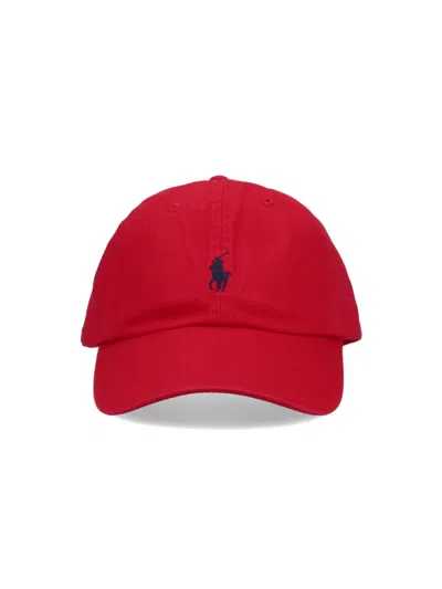 Polo Ralph Lauren Logo Baseball Cap In Red