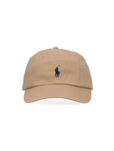 Polo Ralph Lauren Logo Baseball Hat In Sand