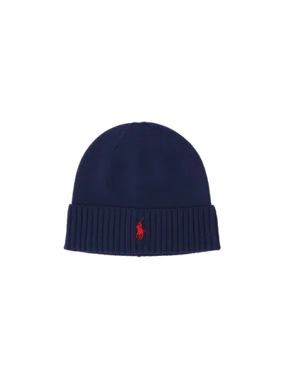 Polo Ralph Lauren Mens Hunter Navy Logo-embroidered Wool Hat In Brown