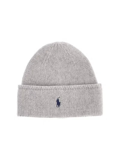 Polo Ralph Lauren Logo Beanie In Gray